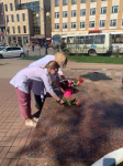Калужские медики возложили цветы к памятнику Фронтовых медсестер